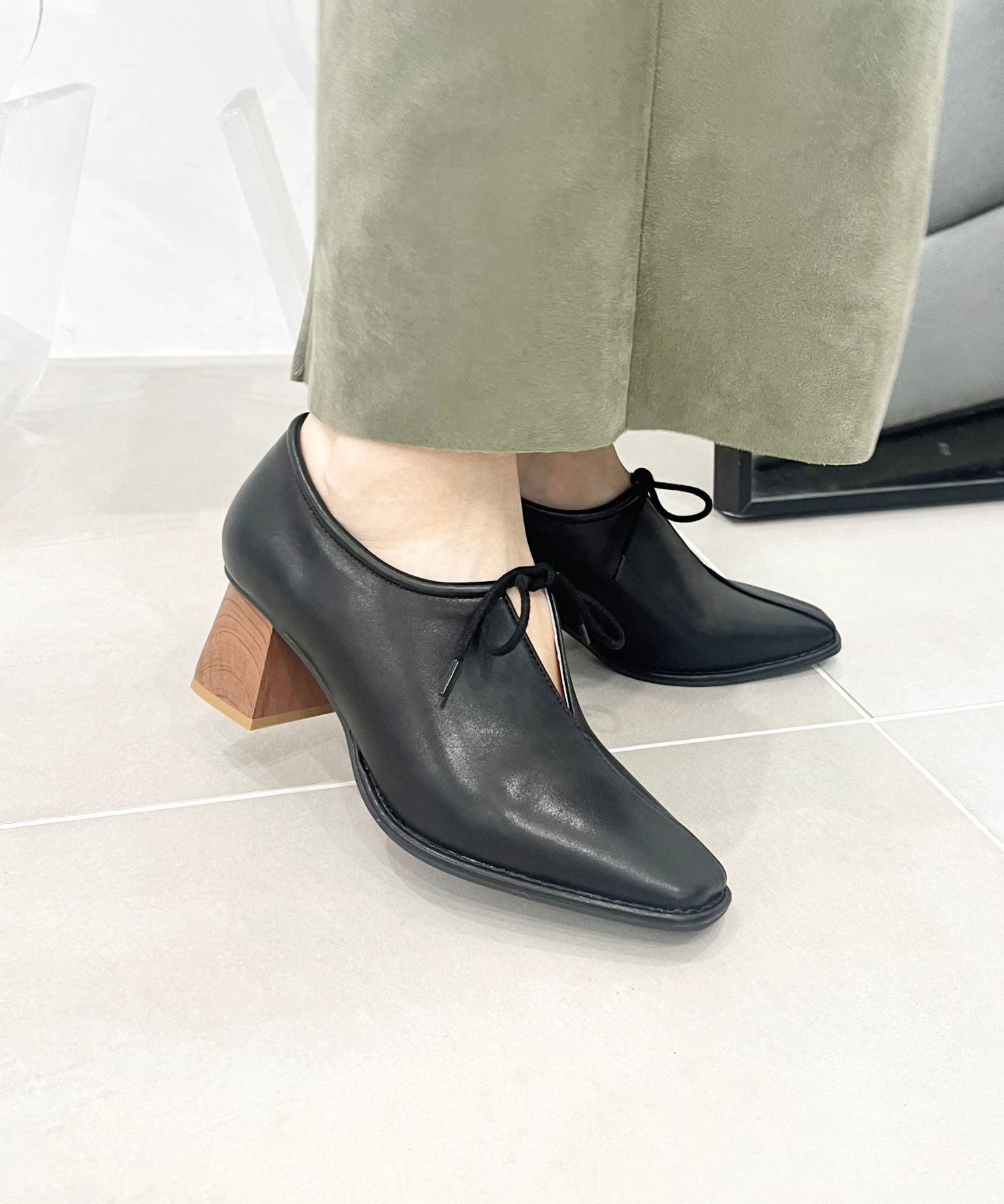 ORiental TRaffic「ウッド ヒール 甲深 パンプス /41307」|パンプス|BLACK