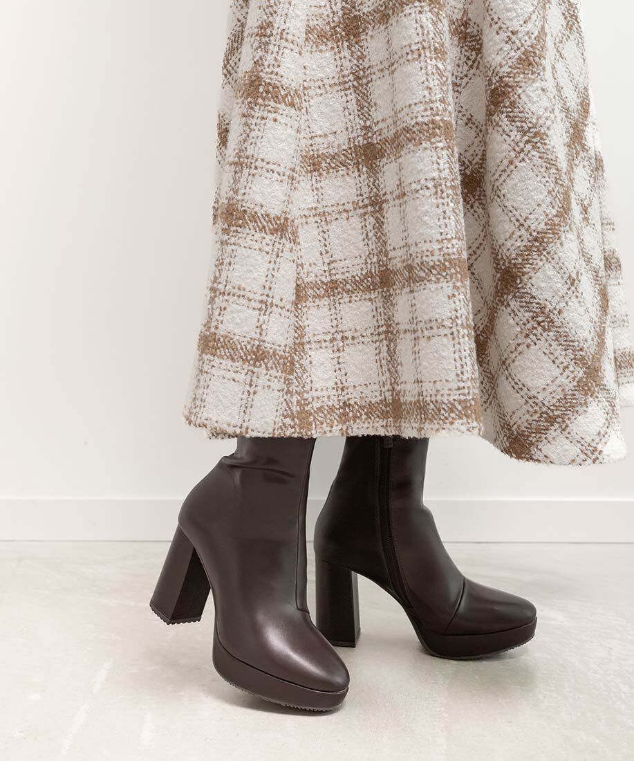  「晴雨兼用 チャンキーヒールベーシックショートブーツ」|ショートブーツ|