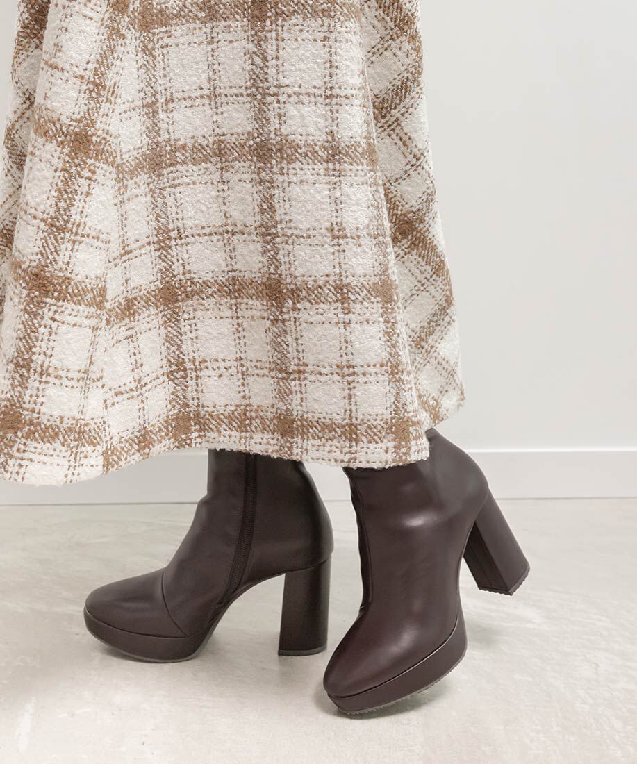  「晴雨兼用 チャンキーヒールベーシックショートブーツ」|ショートブーツ|