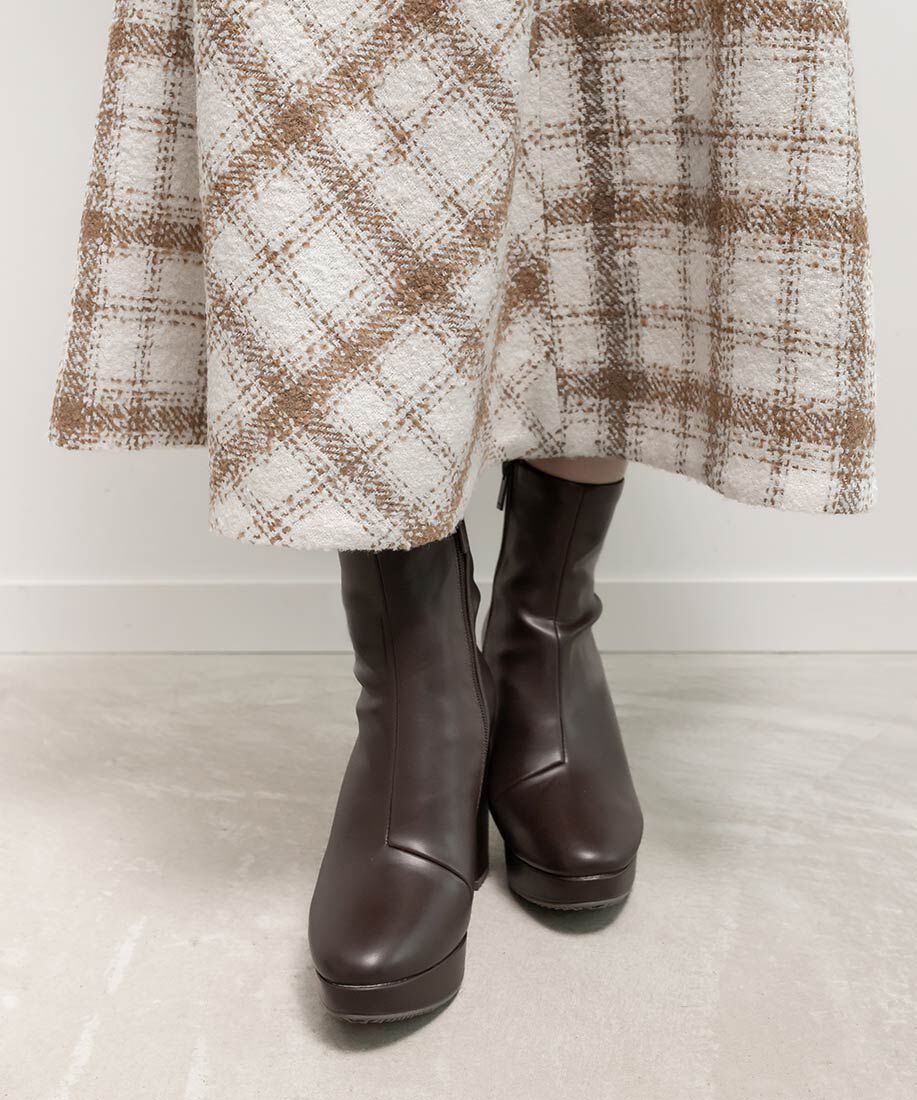  「晴雨兼用 チャンキーヒールベーシックショートブーツ」|ショートブーツ|