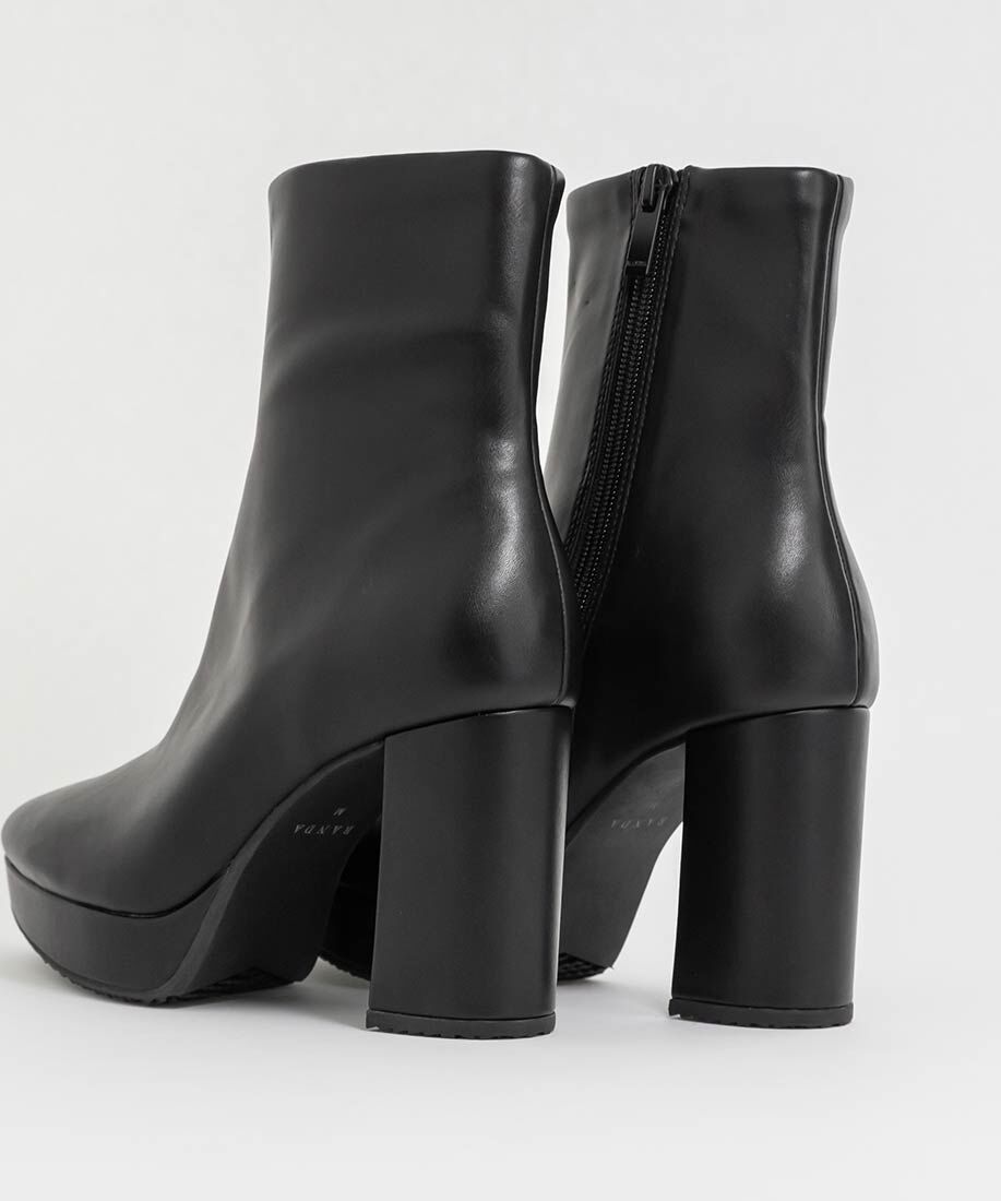  「晴雨兼用 チャンキーヒールベーシックショートブーツ」|ショートブーツ|