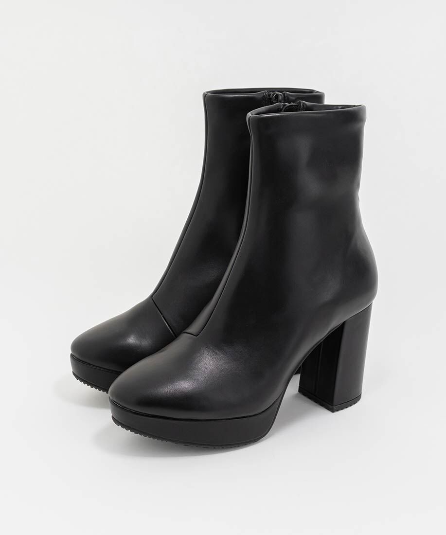  「晴雨兼用 チャンキーヒールベーシックショートブーツ」|ショートブーツ|