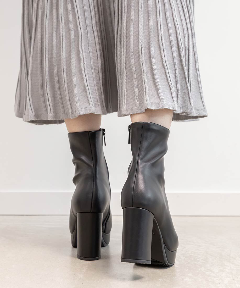  「晴雨兼用 チャンキーヒールベーシックショートブーツ」|ショートブーツ|