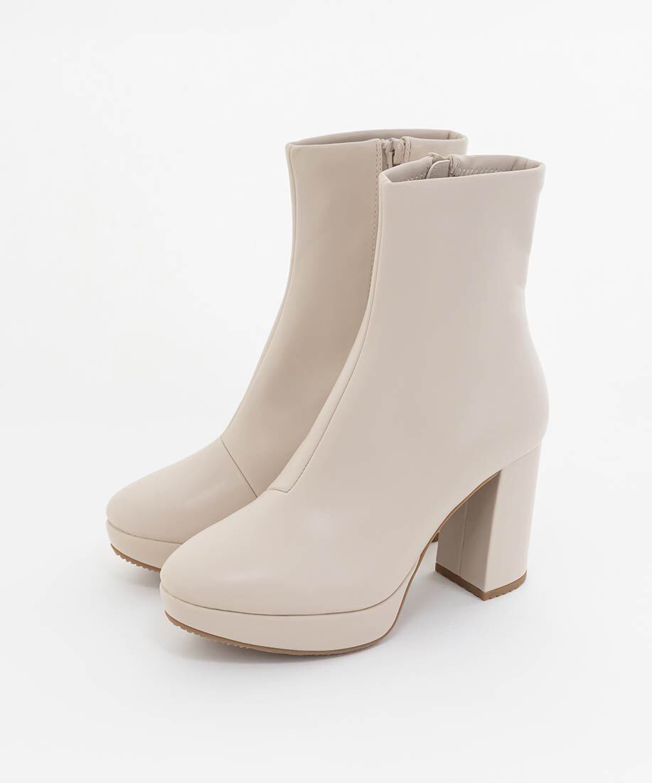  「晴雨兼用 チャンキーヒールベーシックショートブーツ」|ショートブーツ|