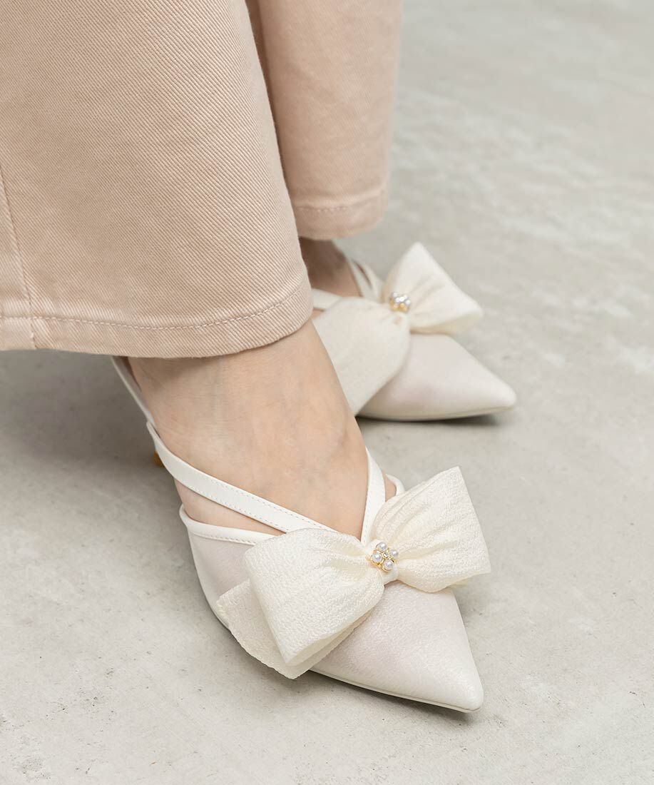  「シアーリボンミュールパンプス」|パンプス|
