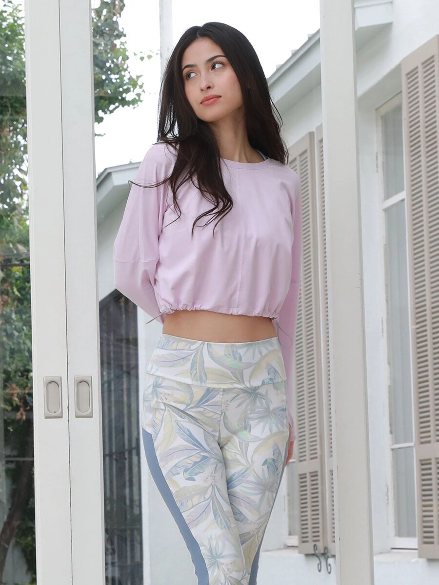 ALBOVE「【ECO BLUE】エコ素材ストレッチクロップド丈トップス」|スポーツ|