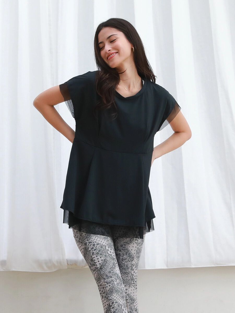 ALBOVE「UVカットタック入りメッシュフレアTシャツ」|スポーツ|