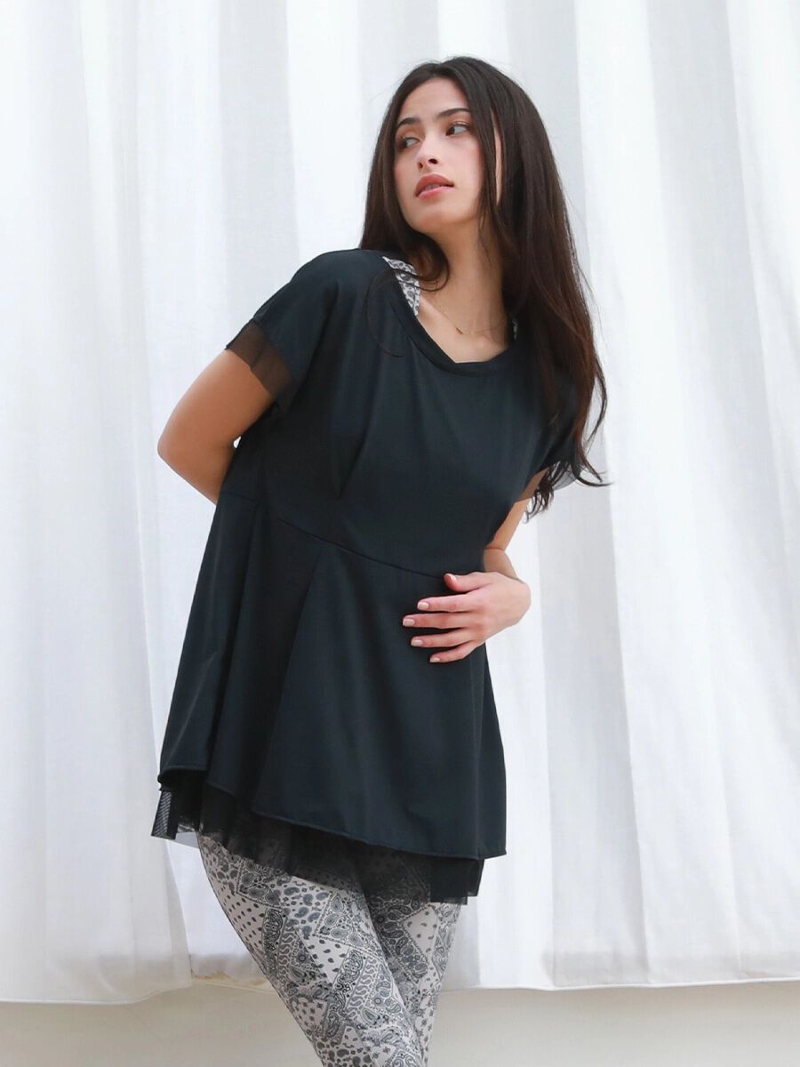 ALBOVE「UVカットタック入りメッシュフレアTシャツ」|スポーツ|