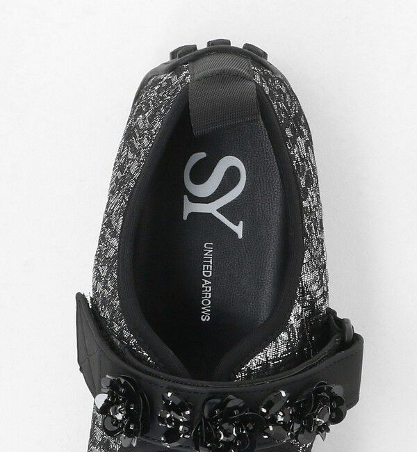 SY UNITED ARROWS「＜SY＞フラワービジューベルクロメタリック フラット20&uarr;」|パンプス|