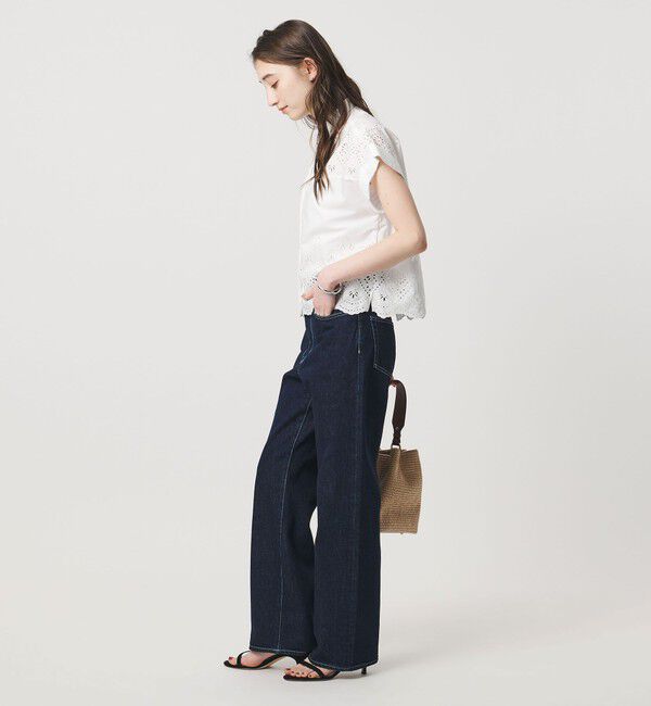 UNITED ARROWS「＜TICCA＞レース フレンチスリーブ シャツ」|シャツ・ブラウス|