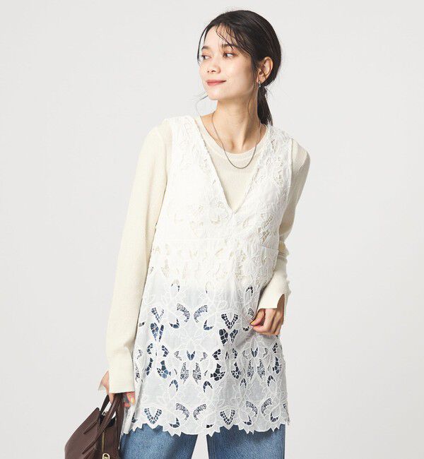 UNITED ARROWS green label relaxing「リブ ニット クルーネック プルオーバー ウォッシャブル」|ニット・セーター|OFF WHITE