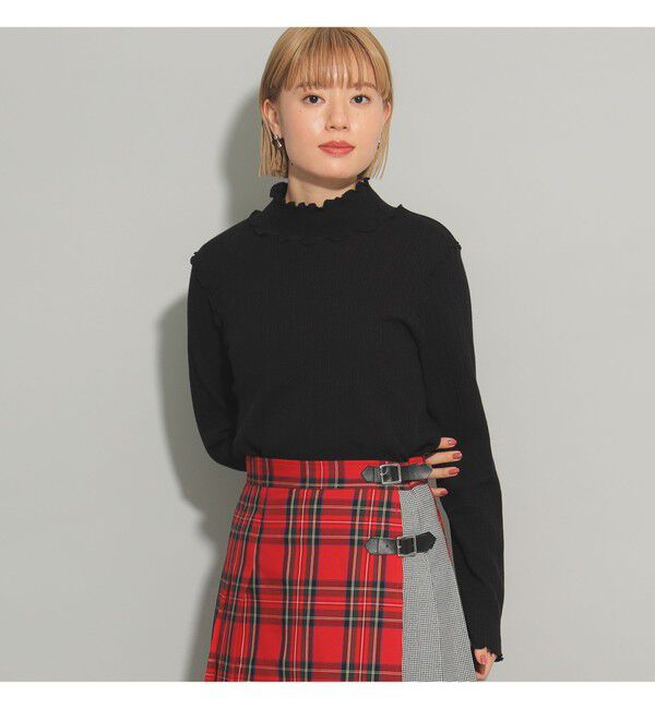 Ray BEAMS 「ランダム リブ メロー ハイネック カットソー」|Tシャツ・カットソー|BLACK