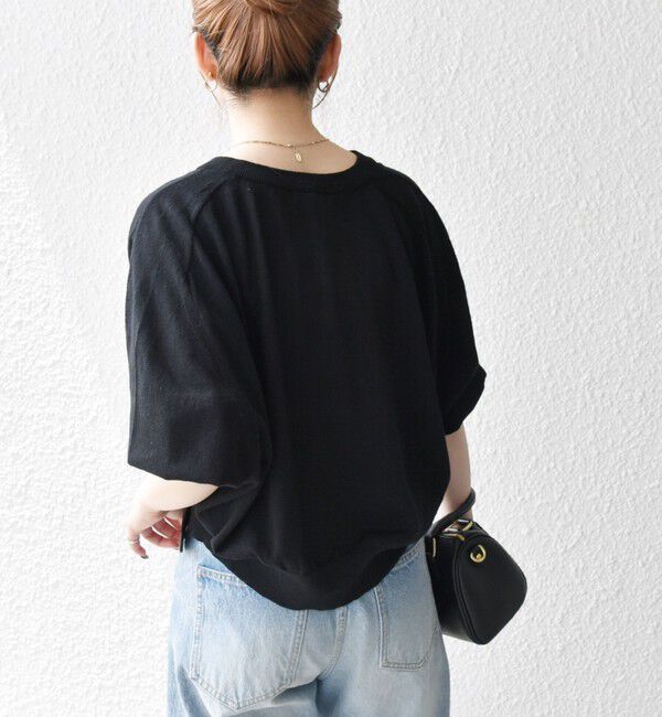 SHIPS any「SHIPS any:〈手洗い可能〉リネン ミックス ワイド パフ クルーネック シアー カーディガン」|カーディガン|