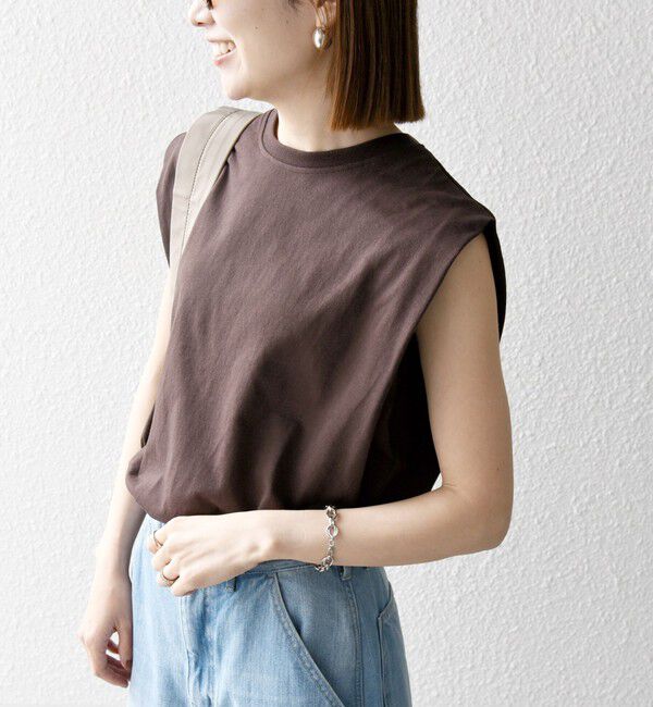 SHIPS any「《一部追加予約》SHIPS any:〈抗菌防臭/洗濯機可能〉USAコットン ラウンドヘム ノースリーブ TEE」|Tシャツ・カットソー|