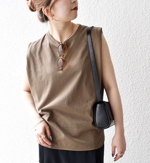 SHIPS any「《一部追加予約》SHIPS any:〈抗菌防臭/洗濯機可能〉USAコットン ラウンドヘム ノースリーブ TEE」|Tシャツ・カットソー|