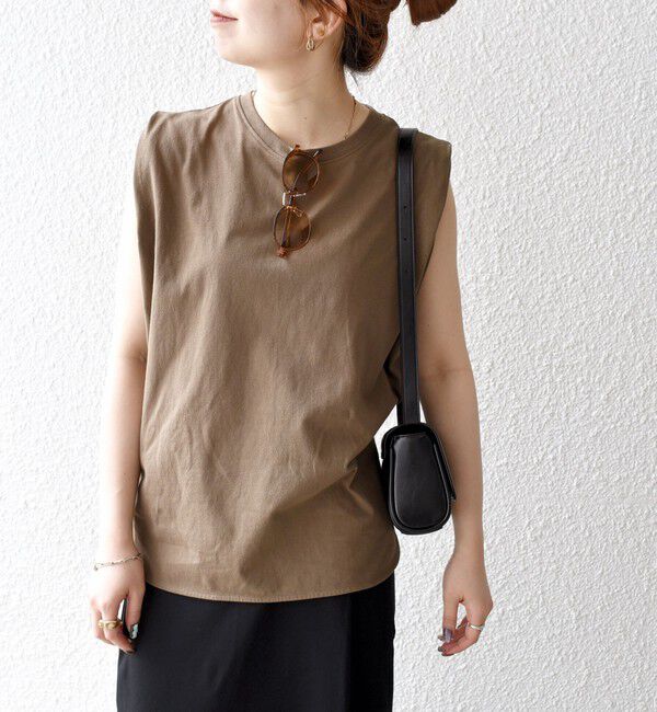 SHIPS any「《一部追加予約》SHIPS any:〈抗菌防臭/洗濯機可能〉USAコットン ラウンドヘム ノースリーブ TEE」|Tシャツ・カットソー|