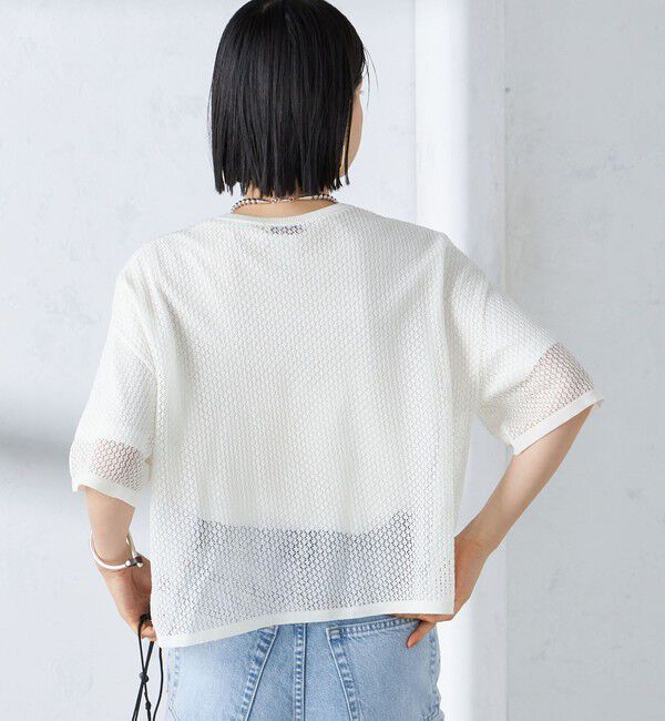 SHIPS for women「〈手洗い可能〉メッシュ編 半袖 ニット プルオーバー」|ニット・セーター|