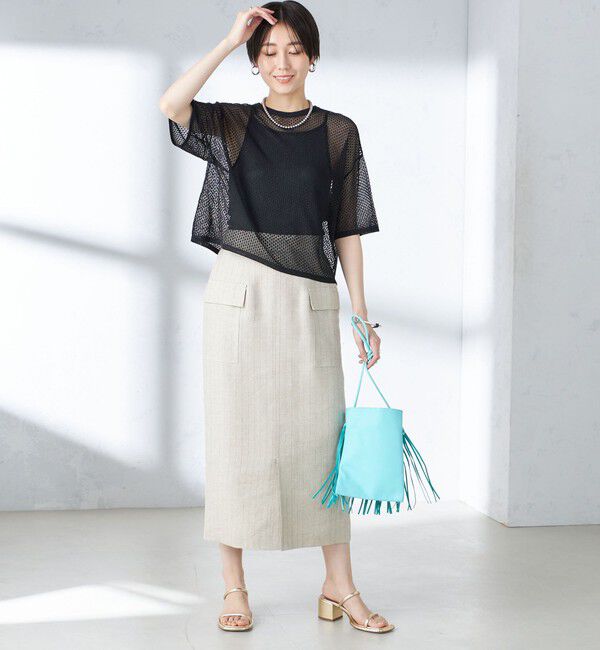 SHIPS for women「〈手洗い可能〉メッシュ編 半袖 ニット プルオーバー」|ニット・セーター|