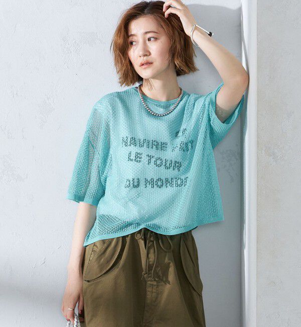 SHIPS for women「〈手洗い可能〉メッシュ編 半袖 ニット プルオーバー」|ニット・セーター|