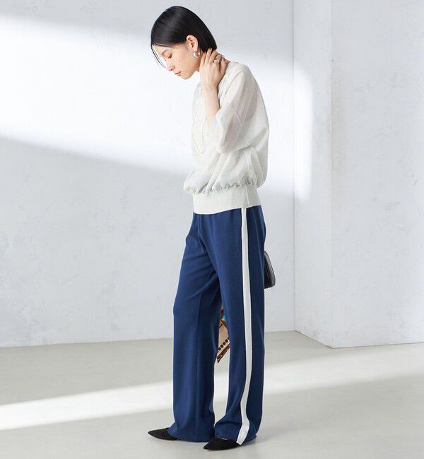 SHIPS for women「〈手洗い可能〉シアー ラメ 半袖 サマー ニット」|ニット・セーター|