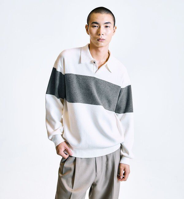 SHIPS「City Ambient Products:〈手洗い可能〉リラックス 1ボタン ニットポロシャツ」|ニット・セーター|