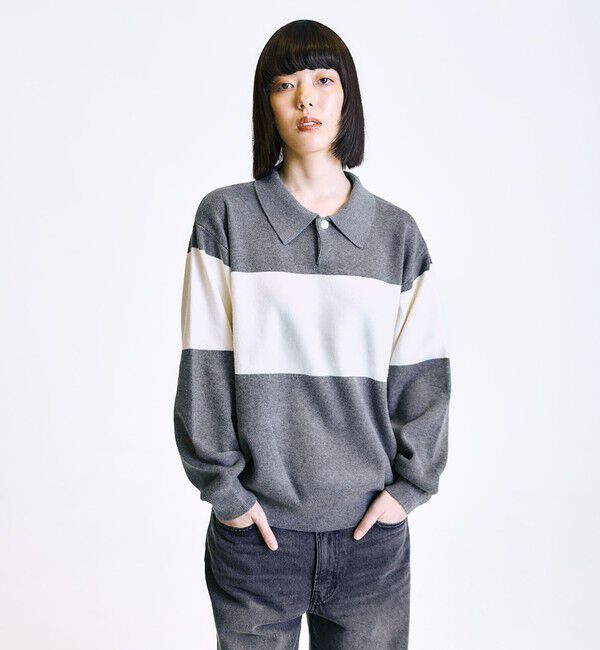 SHIPS「City Ambient Products:〈手洗い可能〉リラックス 1ボタン ニットポロシャツ」|ニット・セーター|グレー