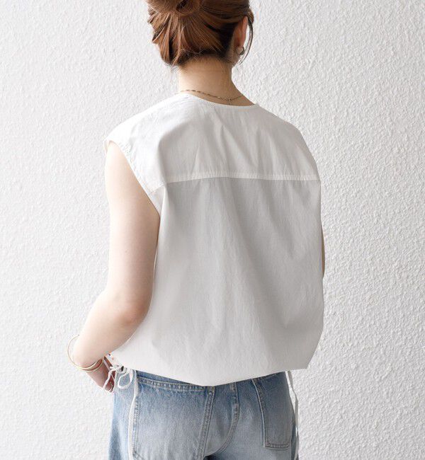 SHIPS any「SHIPS any:〈洗濯機可能〉ポプリン フレンチスリーブ ポケット ドロスト シャツ」|シャツ・ブラウス|