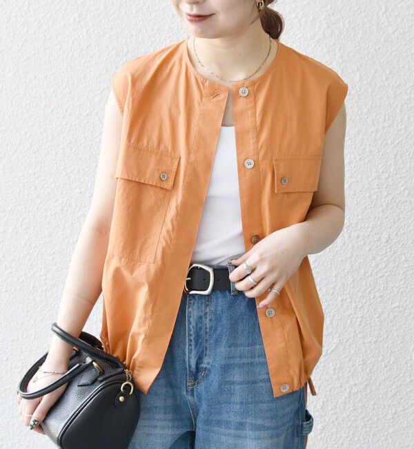 SHIPS any「SHIPS any:〈洗濯機可能〉ポプリン フレンチスリーブ ポケット ドロスト シャツ」|シャツ・ブラウス|