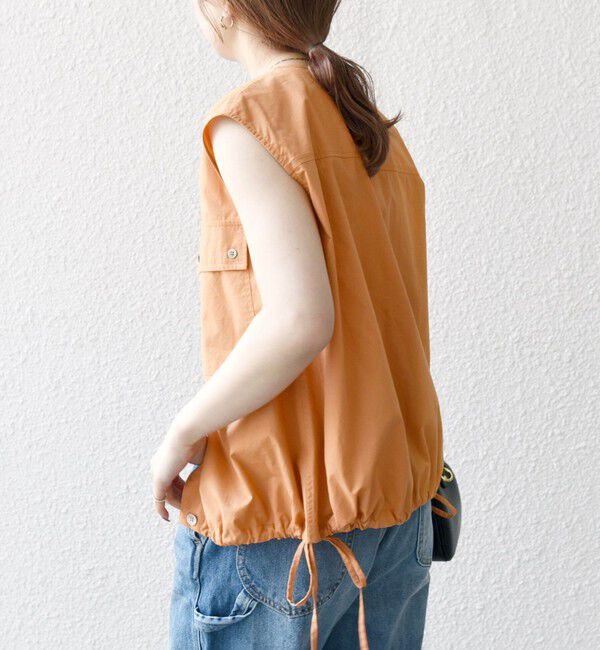 SHIPS any「SHIPS any:〈洗濯機可能〉ポプリン フレンチスリーブ ポケット ドロスト シャツ」|シャツ・ブラウス|