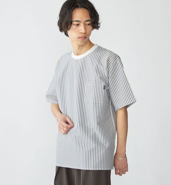 SHIPS「SHIPS: COOLMAX(R) シアサッカー Tシャツ」|Tシャツ・カットソー|ブラック