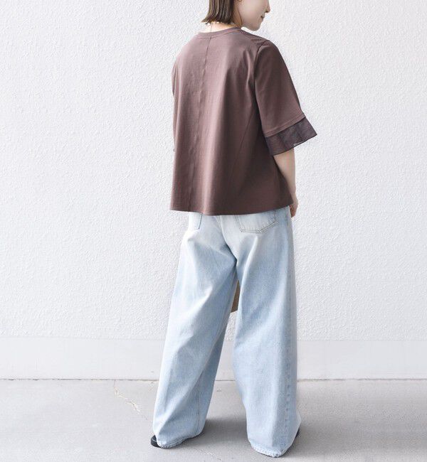 SHIPS for women「【WEB限定】〈接触冷感 / UVカット〉シアー オーガンジー コンビ プルオーバー」|Tシャツ・カットソー|