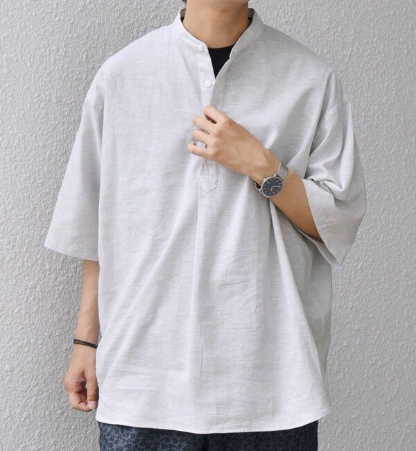 SHIPS any「SHIPS any: コットン/リネン バンド スキッパー ハーフスリーブ シャツ◇」|シャツ・ブラウス|