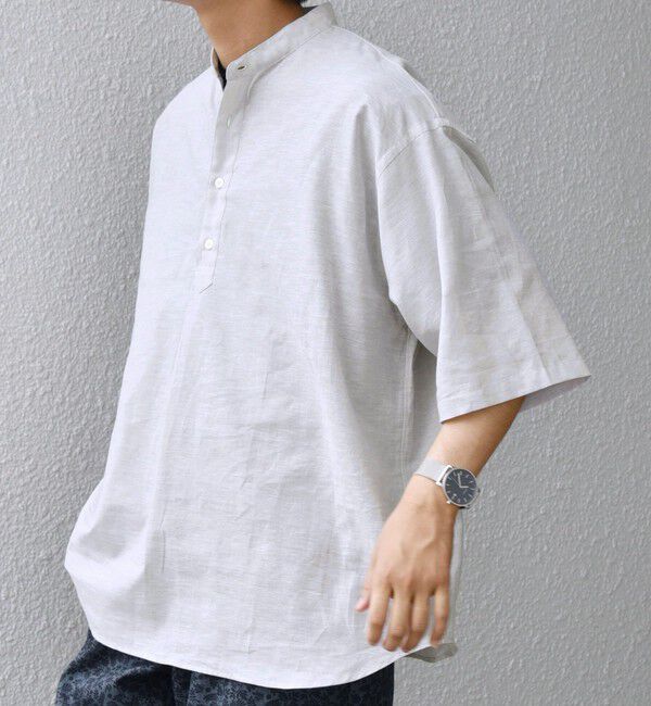 SHIPS any「SHIPS any: コットン/リネン バンド スキッパー ハーフスリーブ シャツ◇」|シャツ・ブラウス|