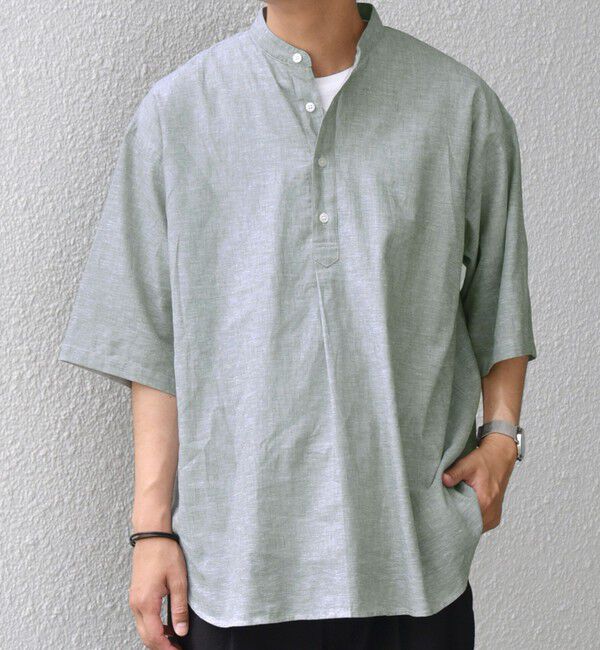 SHIPS any「SHIPS any: コットン/リネン バンド スキッパー ハーフスリーブ シャツ◇」|シャツ・ブラウス|