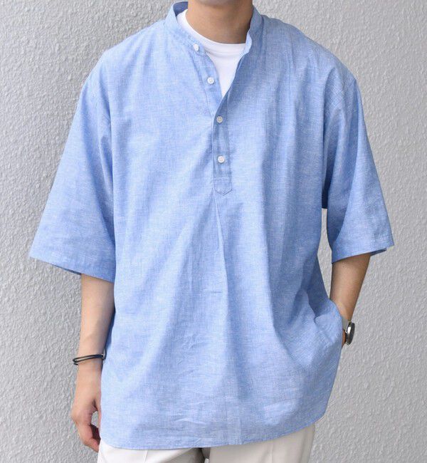 SHIPS any「SHIPS any: コットン/リネン バンド スキッパー ハーフスリーブ シャツ◇」|シャツ・ブラウス|