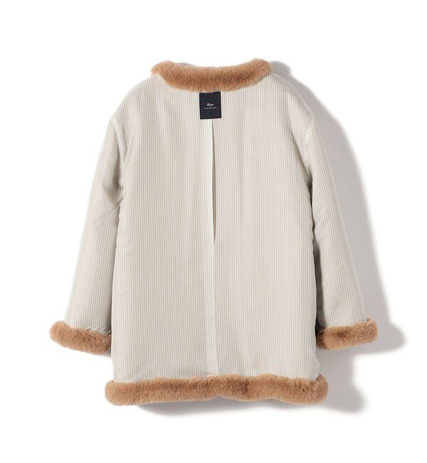 SHIPS for women「SHIPS Primary Navy Label:フェイク ファー ノーカラー ハーフ コート」|ノーカラーコート|