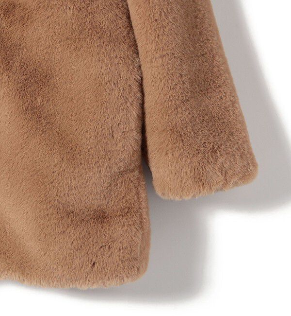 SHIPS for women「SHIPS Primary Navy Label:フェイク ファー ノーカラー ハーフ コート」|ノーカラーコート|