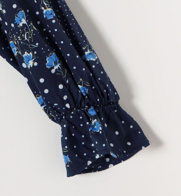 quaranciel「quaranciel:〈洗濯機可能〉ドット フラワー プリント リボンタイ シャツ」|シャツ・ブラウス|