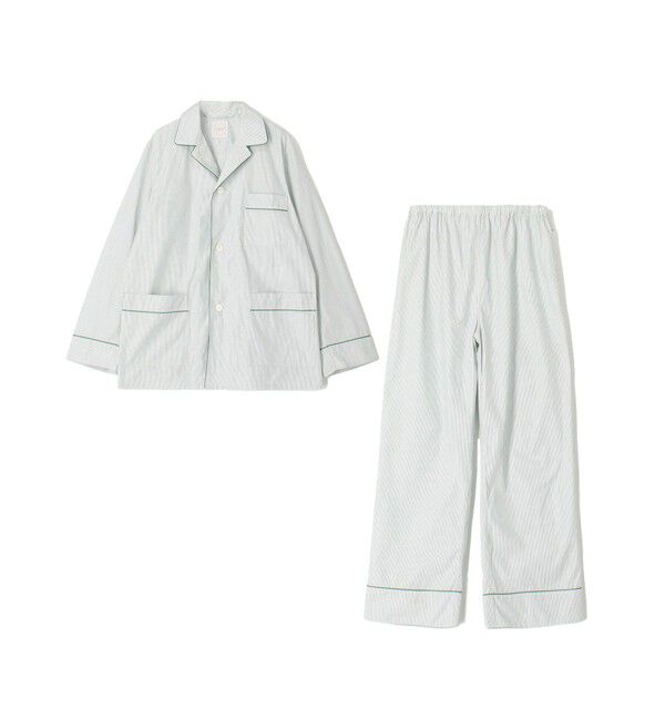 TOMORROWLAND HOME「コットンブロードストライプ パジャマ（ウィメンズ）」|ルームウェア|56 カーキ系
