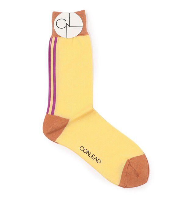 TOMORROWLAND GOODS「CONLEAD BACK LINE ソックス」|ソックス|22 イエロー系