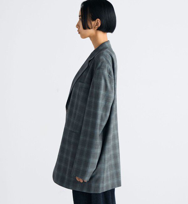 Edition「Super140's ウールトロピカル チェックオーバーサイズドジャケット」|テーラードジャケット|