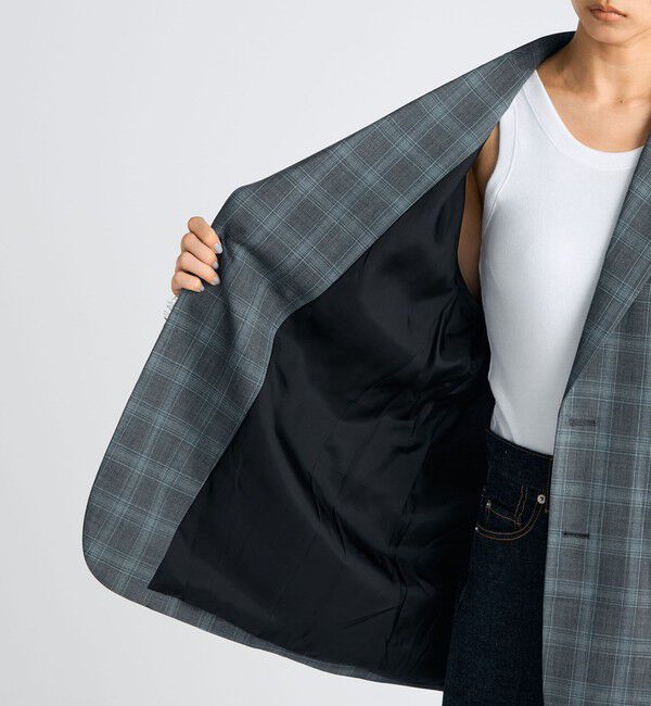 Edition「Super140's ウールトロピカル チェックオーバーサイズドジャケット」|テーラードジャケット|