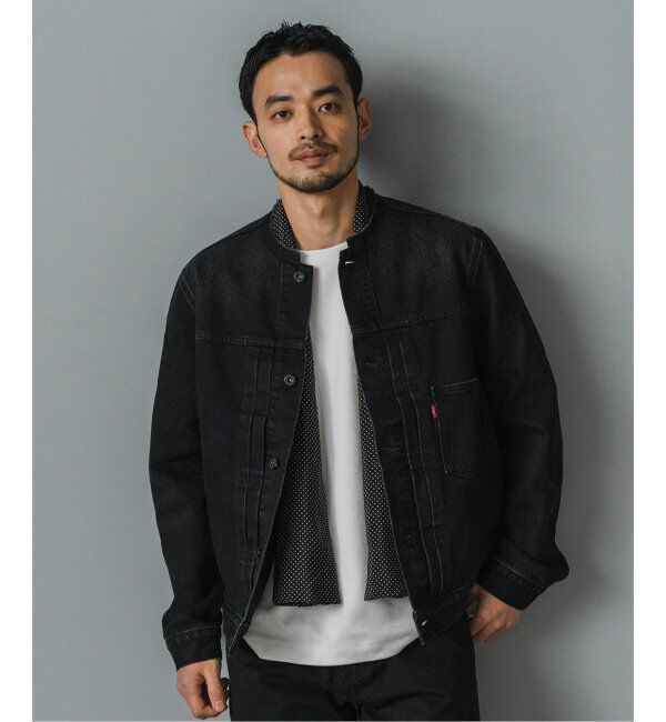 EDIFICE「《再入荷》Levi&rsquo;s(リーバイス) 別注 Type 1 Trucker Jacket BLACK "COLLARLESS"」|デニムジャケット|