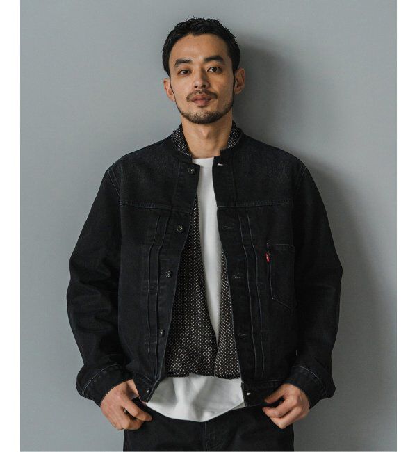 EDIFICE「《再入荷》Levi&rsquo;s(リーバイス) 別注 Type 1 Trucker Jacket BLACK "COLLARLESS"」|デニムジャケット|