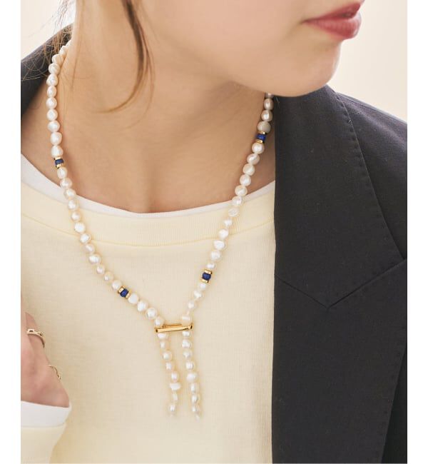 Spick and Span「EO / イオ Pearl & Lapis Lazuli ラリアットネックレス」|ネックレス|ゴールド