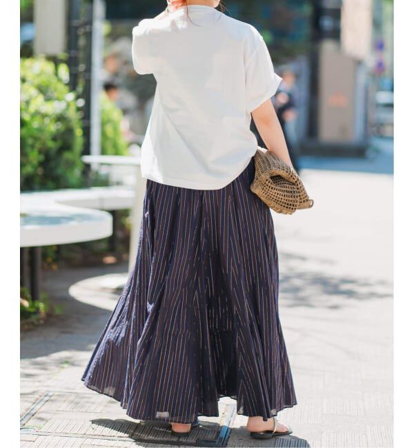 Spick and Span「《WEB限定 / 追加2予約》HYUストライプギャザーフレアスカート」|スカート|