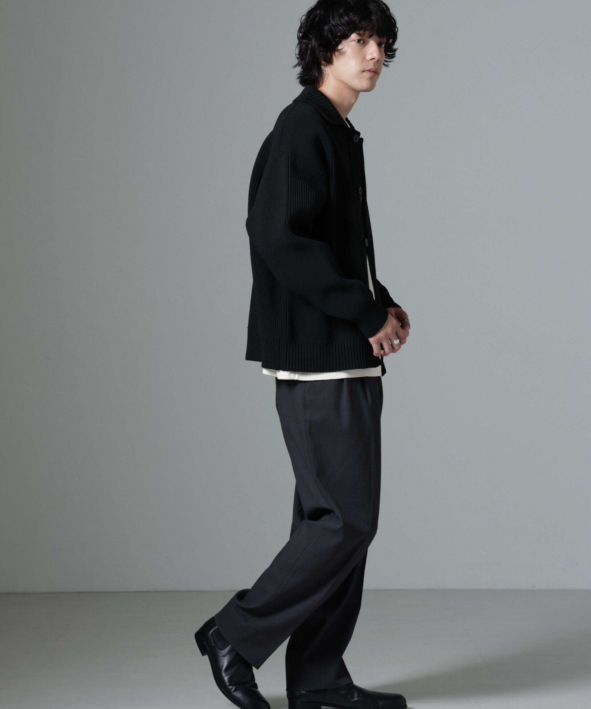 nano･universe「微起毛ワイドテーパードパンツ」|チノ|