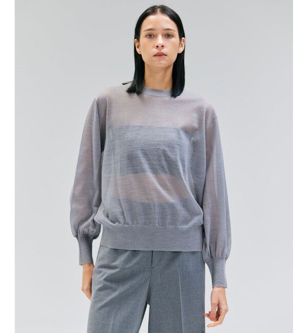 BEIGE,「【洗える】CADDO / シアーウールクルーネックトップス」|ニット・セーター|Md.Gray