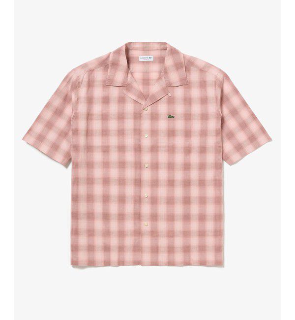 LACOSTE「リネンブレンドオープンカラーオンブレチェックシャツ」|シャツ・ブラウス|