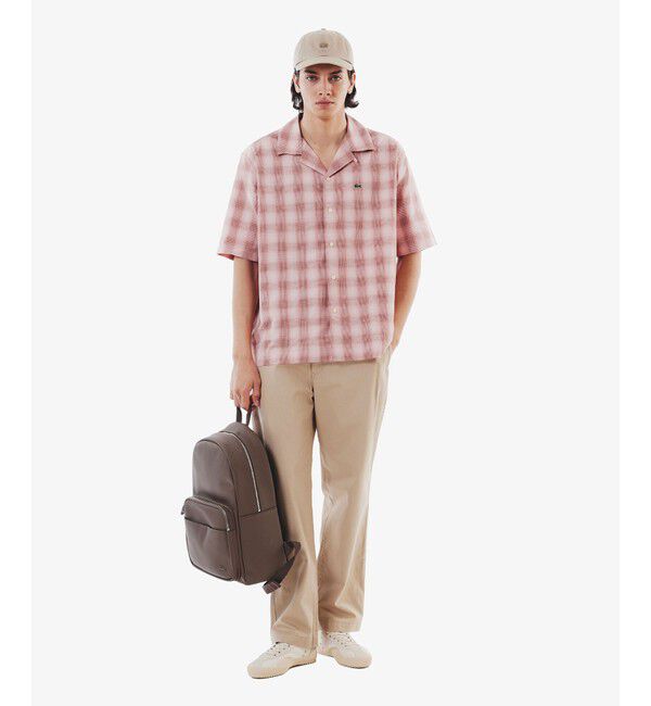 LACOSTE「リネンブレンドオープンカラーオンブレチェックシャツ」|シャツ・ブラウス|